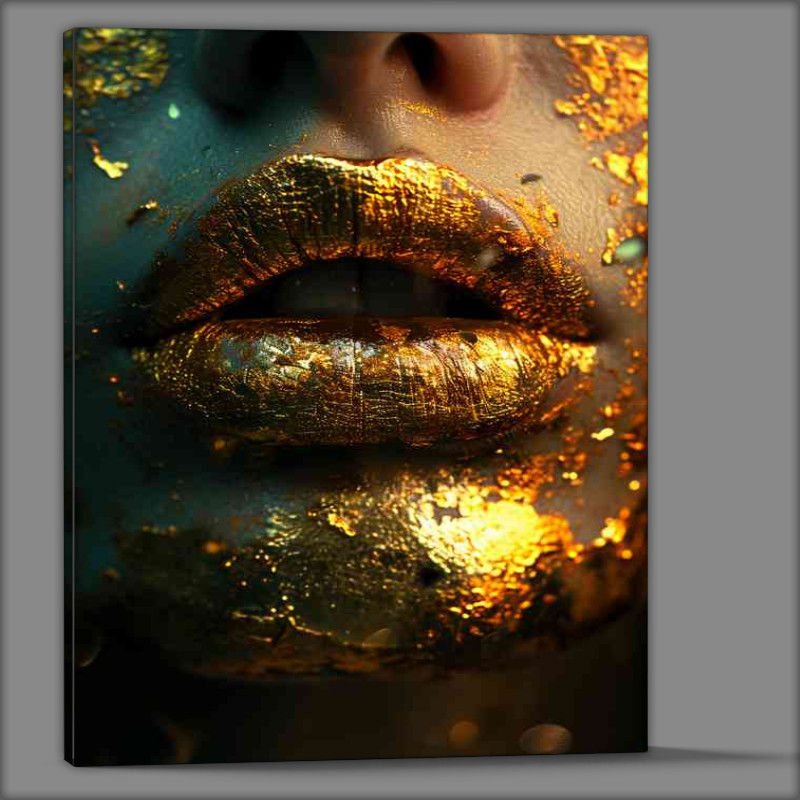 Buy Canvas : (Gold painted lips art)