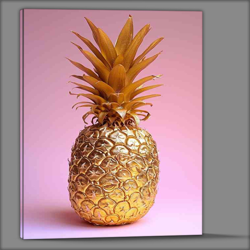 Buy Canvas : (Gold pineapple on a pink background)