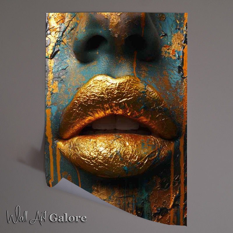 Buy Unframed Poster : (Golden lips on a painted face)