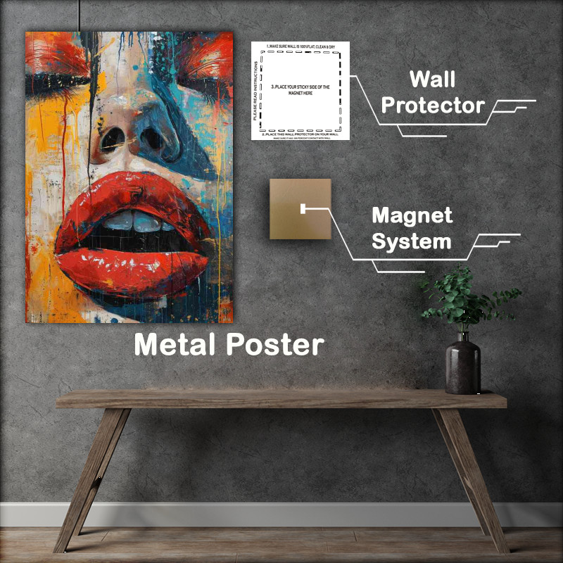 Buy Metal Poster : (Good vibes lady art with red lipstick)