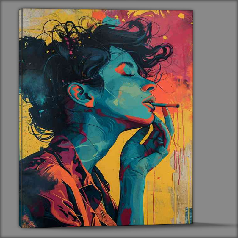 Buy Canvas : (Good vibes lady with pop art colours)