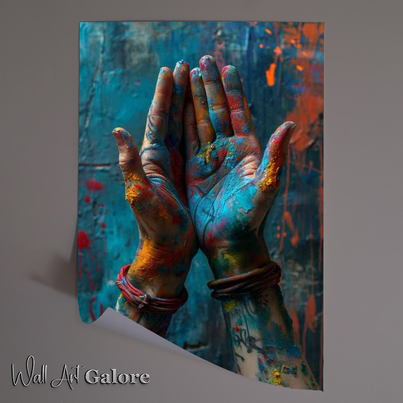 Buy Unframed Poster : (Graffiti covered hands colourful)