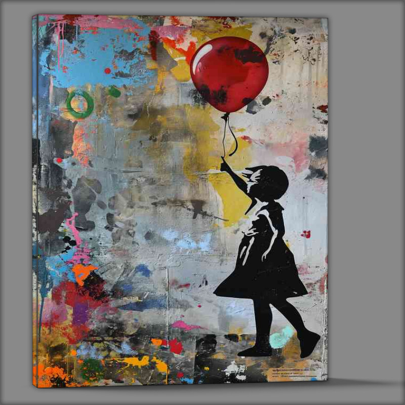 Buy Canvas : (Graffiti girl and balloon in the style of collage)