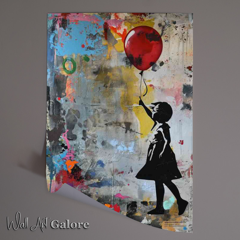 Buy Unframed Poster : (Graffiti girl and balloon in the style of collage)