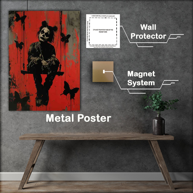 Buy Metal Poster : (Graffiti on a swing with butterflies)