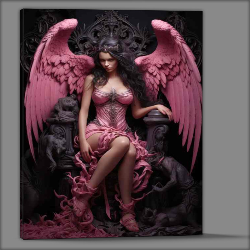 Buy Canvas : (The Dark Angel with pink wings and pink dress)