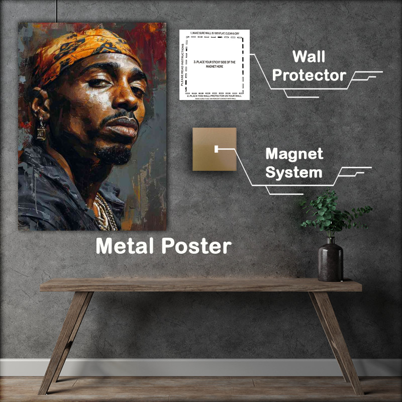 Buy Metal Poster : (Hip hop yellow bandana tupac style)