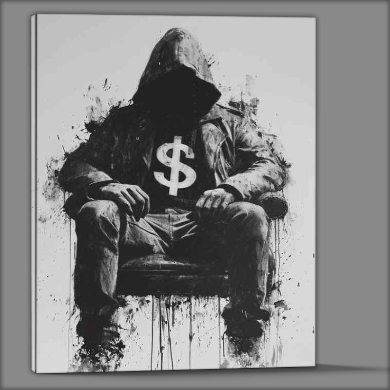 Buy Canvas : (Hooded man with the dollars)