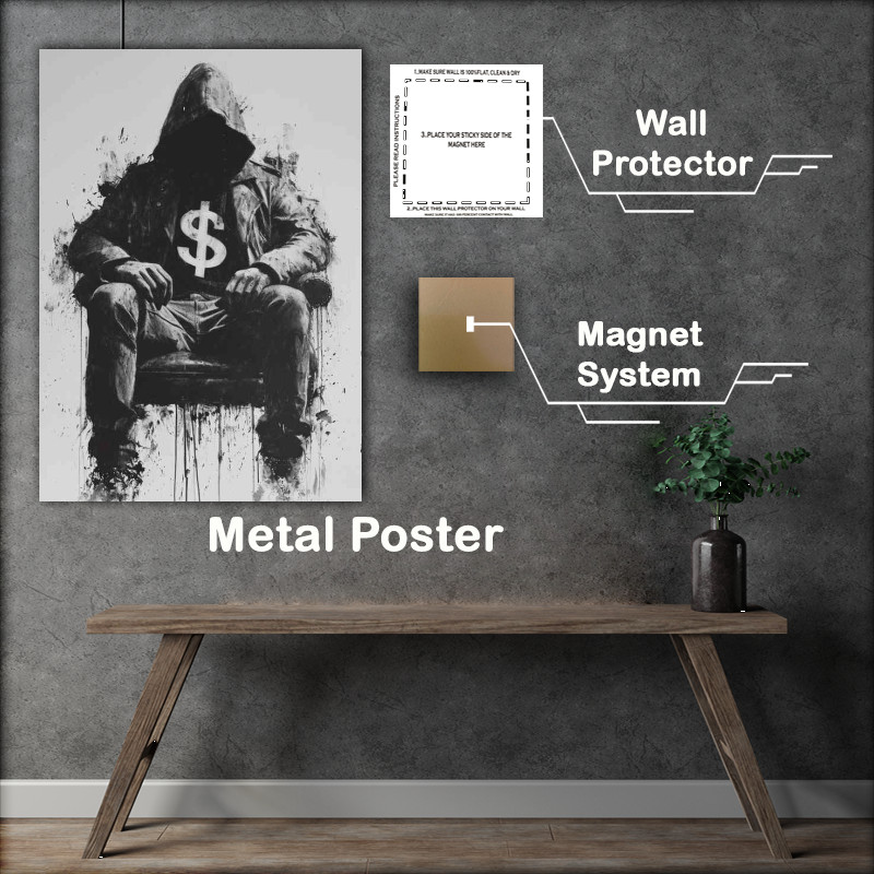 Buy Metal Poster : (Hooded man with the dollars)