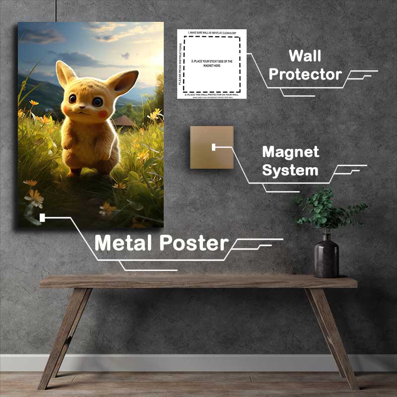 Buy Metal Poster : (The little pikachu walking through the vally)