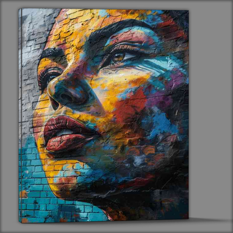Buy Canvas : (Lady on the wall street art graffiti)