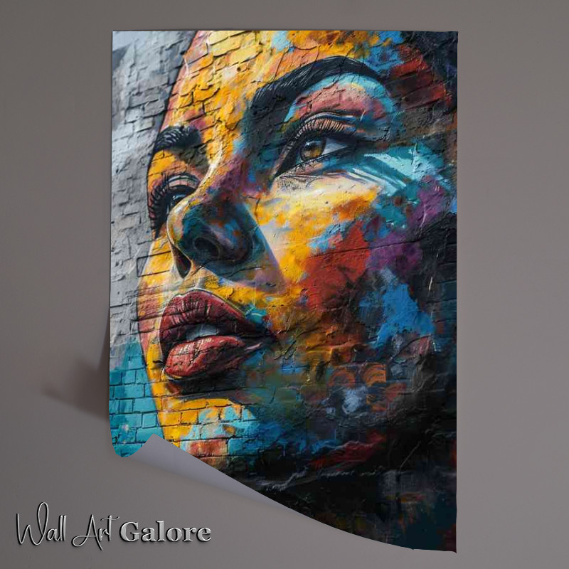 Buy Unframed Poster : (Lady on the wall street art graffiti)