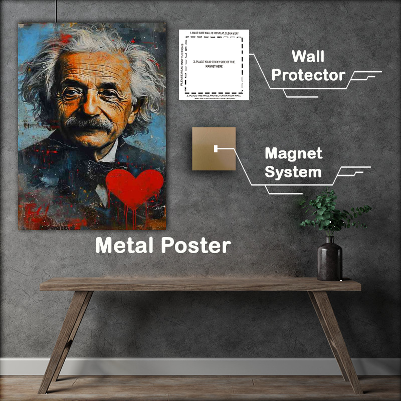 Buy Metal Poster : (Live the answer albert einstein painting)