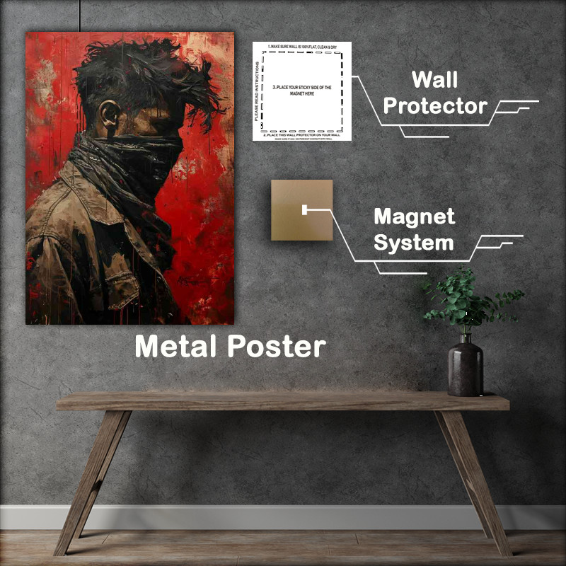 Buy Metal Poster : (Man in a bandana in the style of rap)