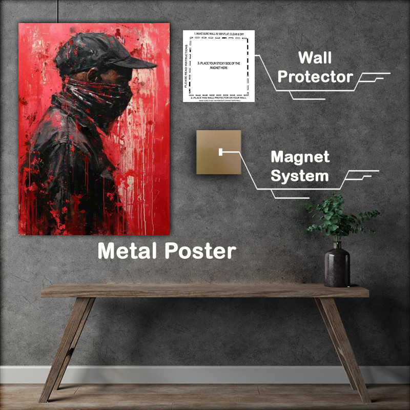 Buy Metal Poster : (Man in a bandana red street art)
