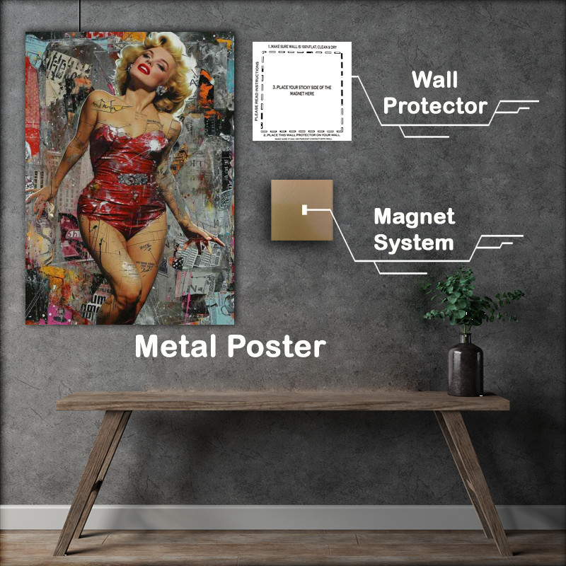 Buy Metal Poster : (Marilyn monroe with various graphics street art)
