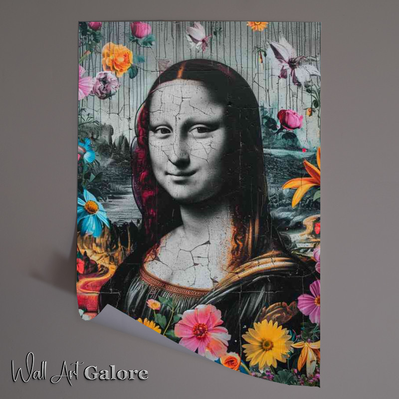 Buy Unframed Poster : (Mona lisa surrounded by flowers new age art)