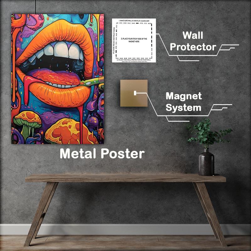 Buy Metal Poster : (Mural with and orange lips)