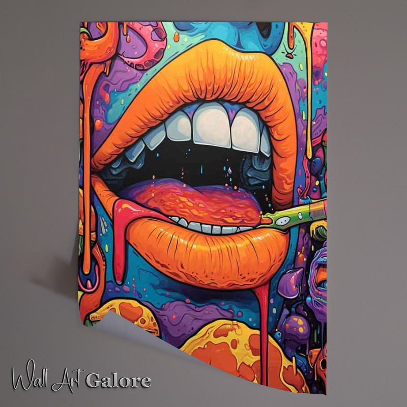 Buy Unframed Poster : (Mural with and orange lips)