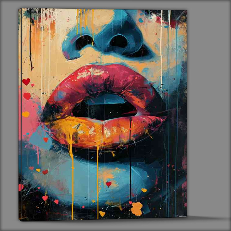 Buy Canvas : (Painted lips with small hearts)