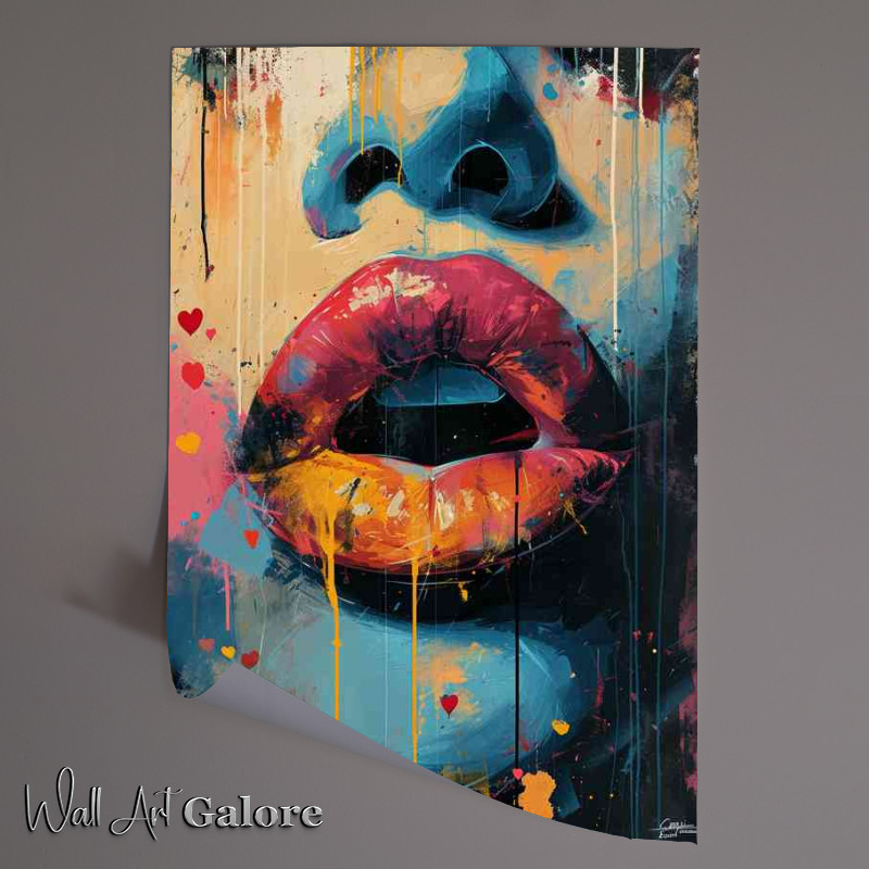 Buy Unframed Poster : (Painted lips with small hearts)