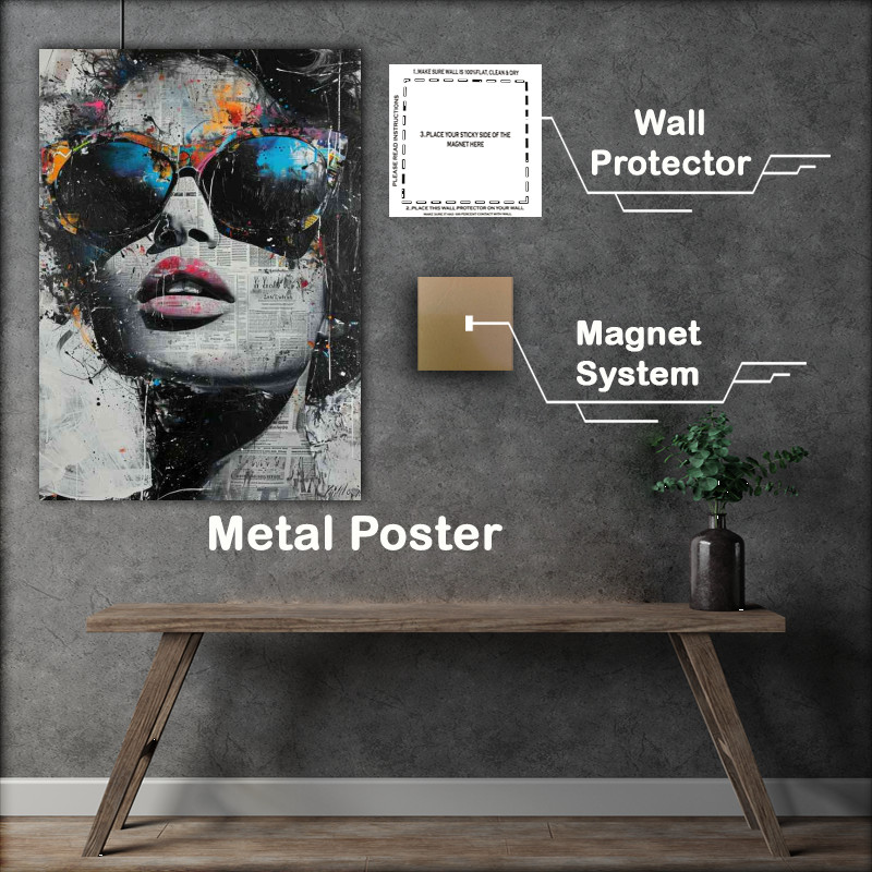 Buy Metal Poster : (Painted woman paper art graffiti)