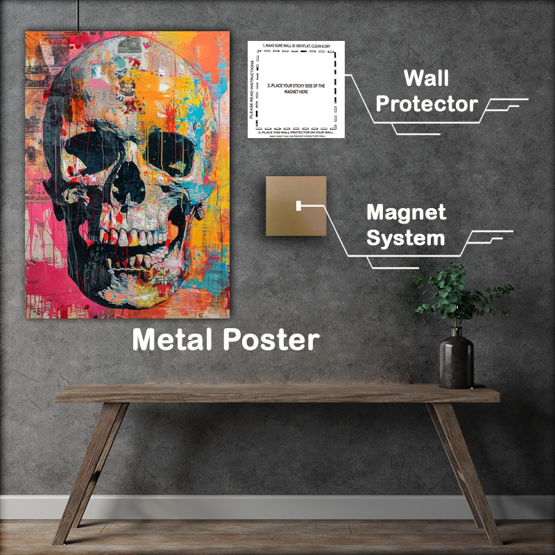 Buy Metal Poster : (Painting style of a skull street art)
