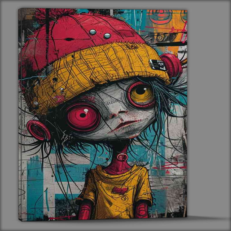 Buy Canvas : (Person with a yellow hat and a red cap)