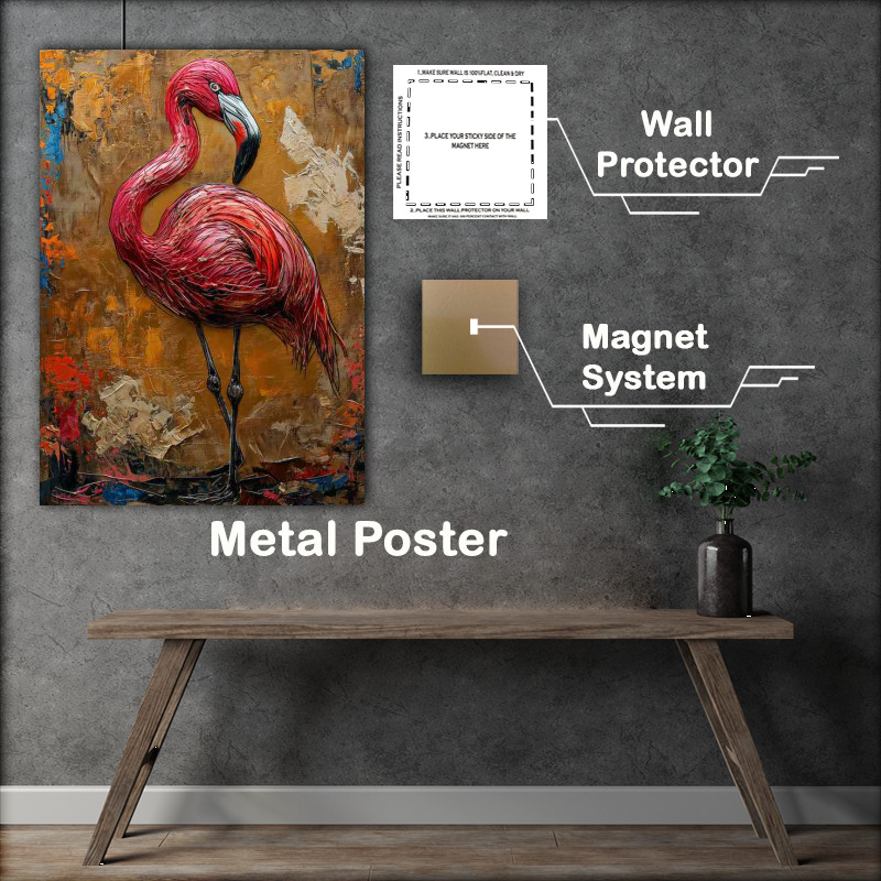 Buy Metal Poster : (Pink flaimgo bird street art)