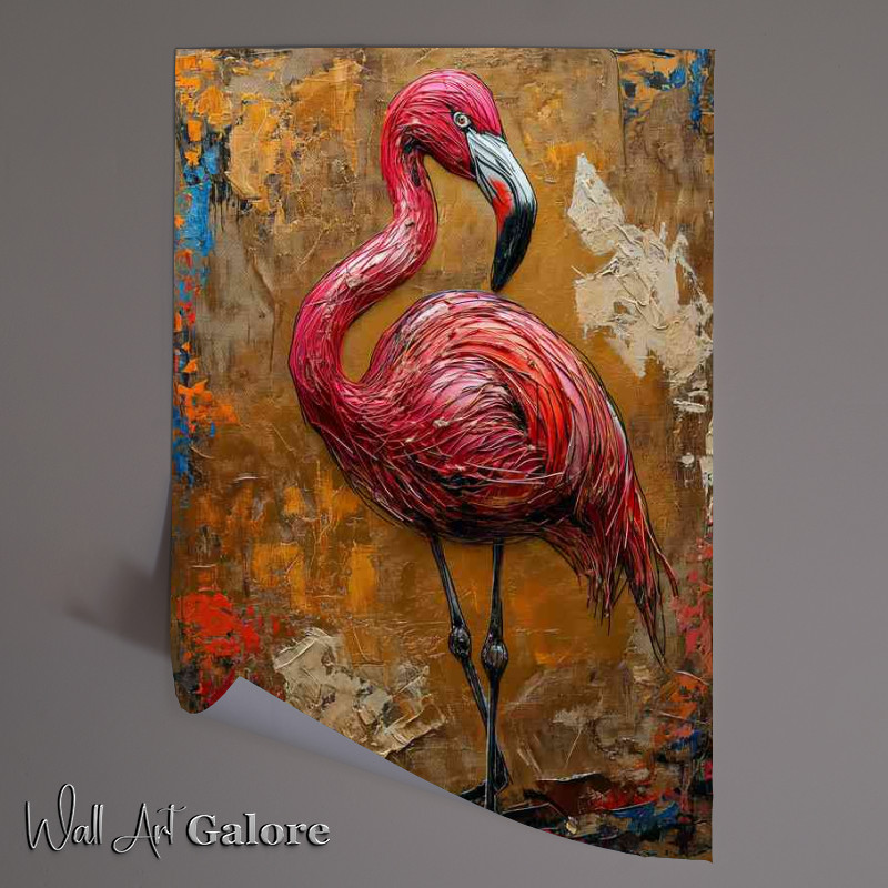 Buy Unframed Poster : (Pink flaimgo bird street art)