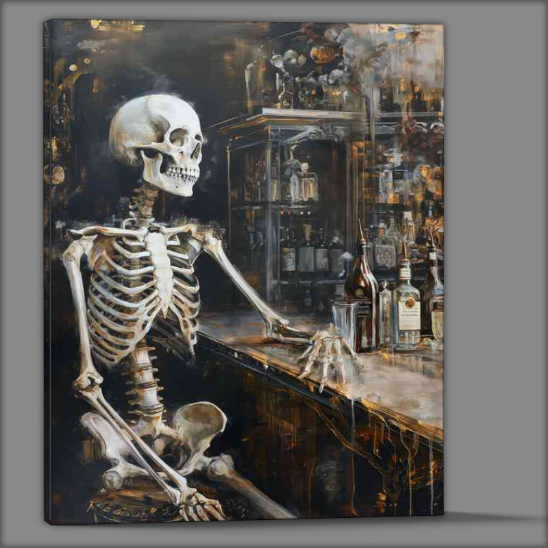 Buy Canvas : (Skeleton at the bar waiting for a drink)