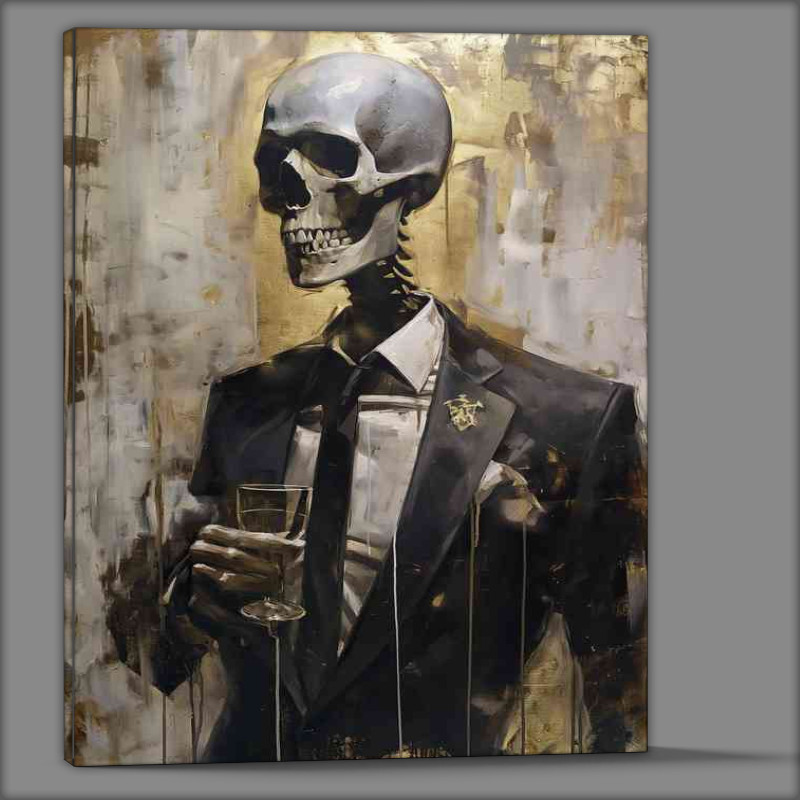 Buy Canvas : (Skeleton in a suit holding a glass)