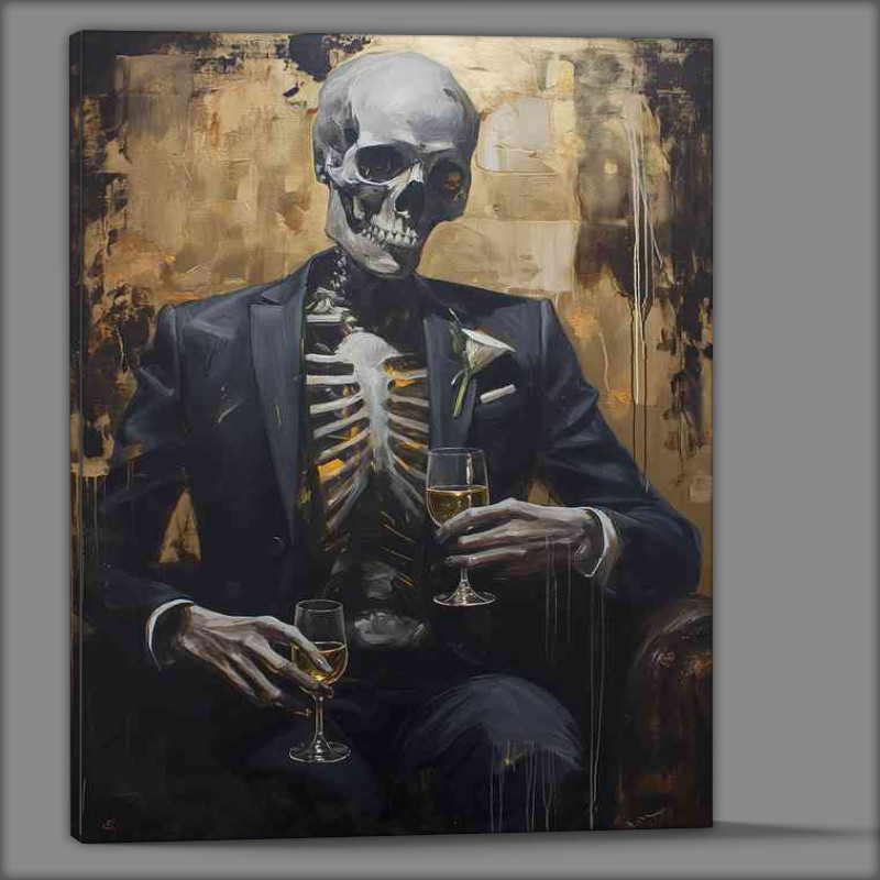 Buy Canvas : (Skeleton waiting for his loved one to arrive)