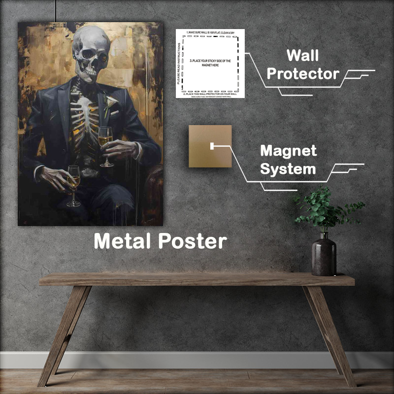 Buy Metal Poster : (Skeleton waiting for his loved one to arrive)
