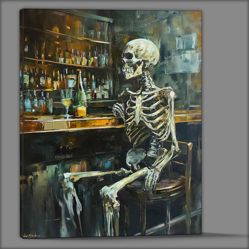 Buy Canvas : (Skeleton waiting for the bartender)