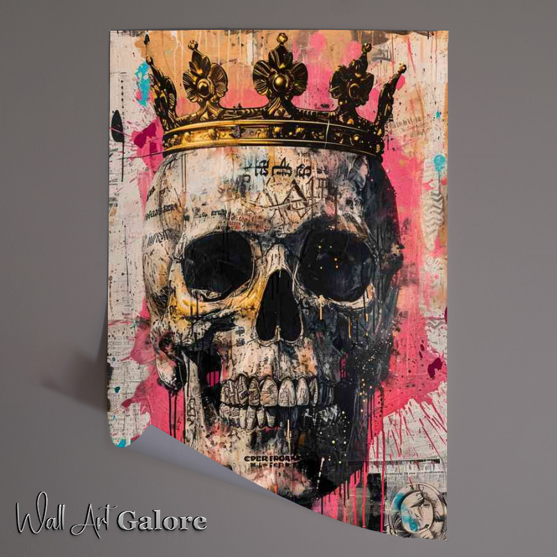 Buy Unframed Poster : (Skull adorned with a crown in the style of graffiti)