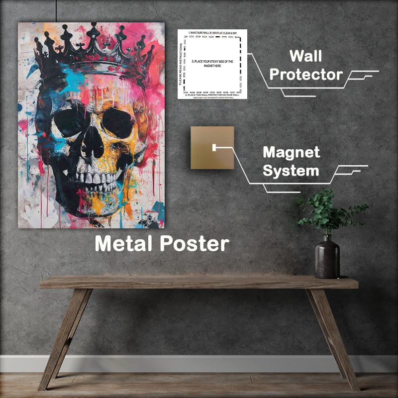 Buy Metal Poster : (Skull and crown street art)