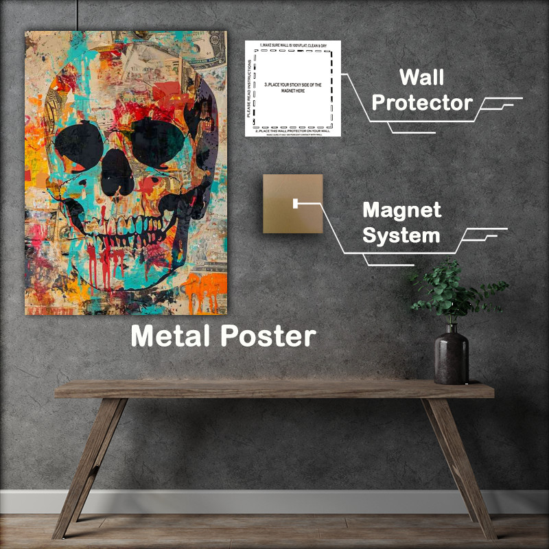 Buy Metal Poster : (Skull street art in a painted style)