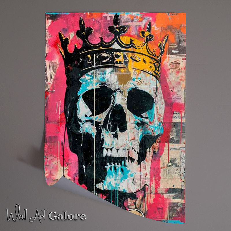 Buy Unframed Poster : (Skull with a crown on a piece of colored paper)
