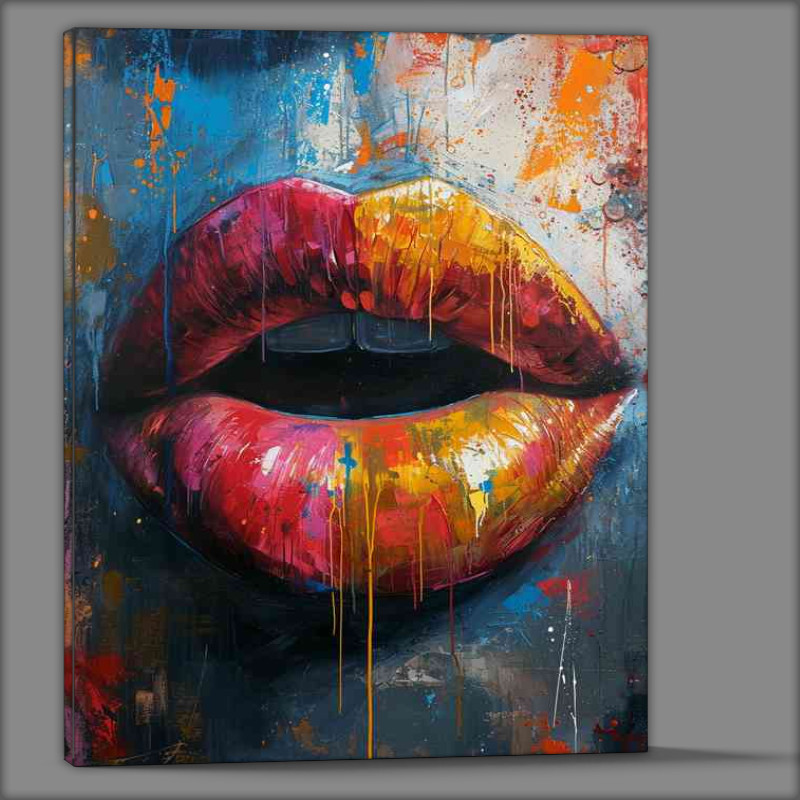 Buy Canvas : (Street art painted lips with baby hearts)