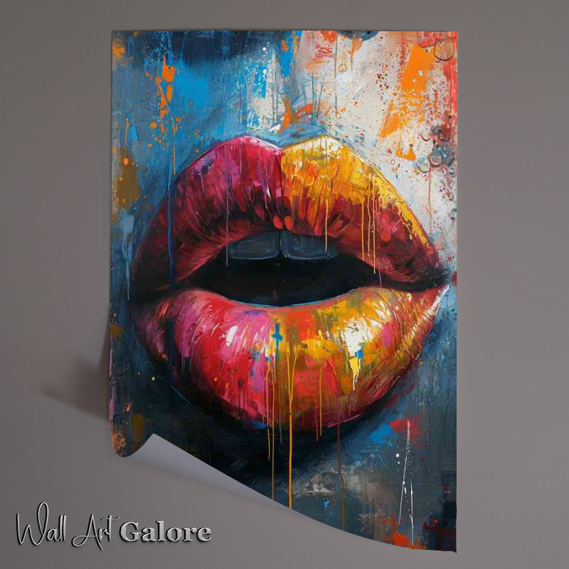 Buy Unframed Poster : (Street art painted lips with baby hearts)