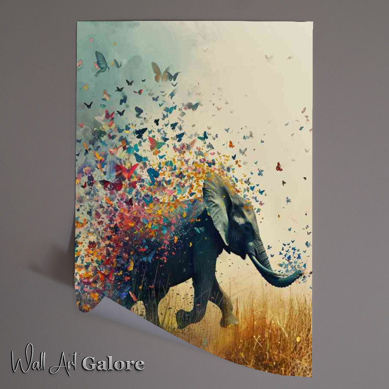 Buy Unframed Poster : (The Elephant and the butterflies art)