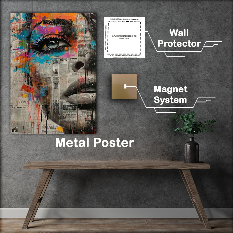 Buy Metal Poster : (The painted lady newspaper art)