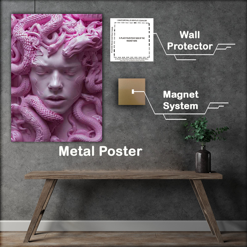 Buy Metal Poster : (The pink Medusa abstract)