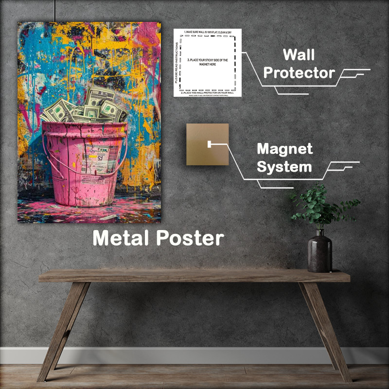 Buy Metal Poster : (The pink bucket full of cash)