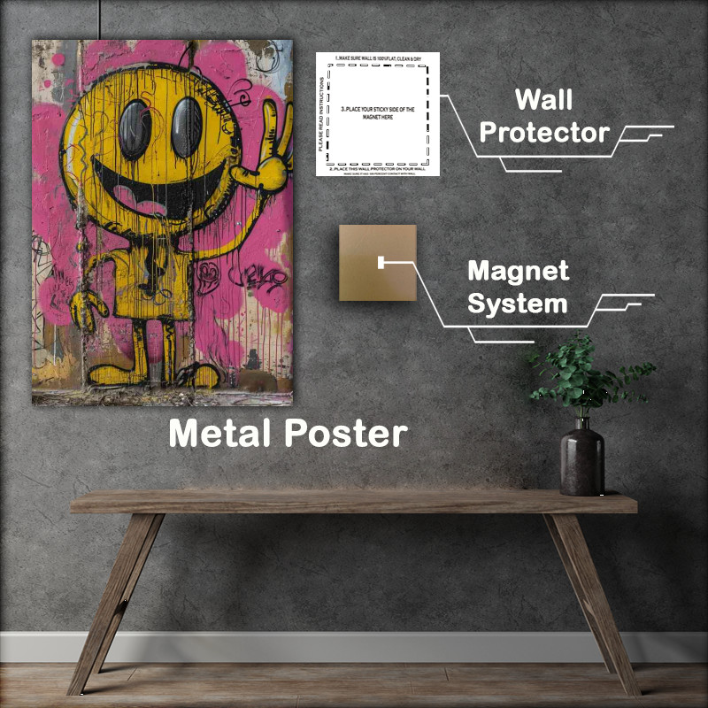 Buy Metal Poster : (The yellow happy man graffiti)