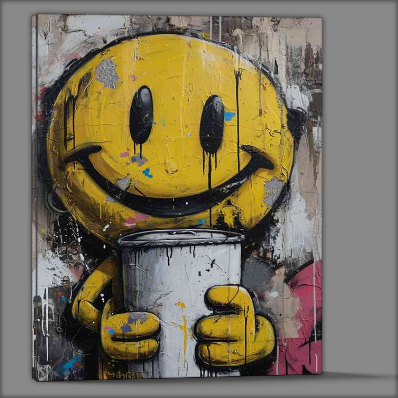 Buy Canvas : (White painting of a yellow smiley face)