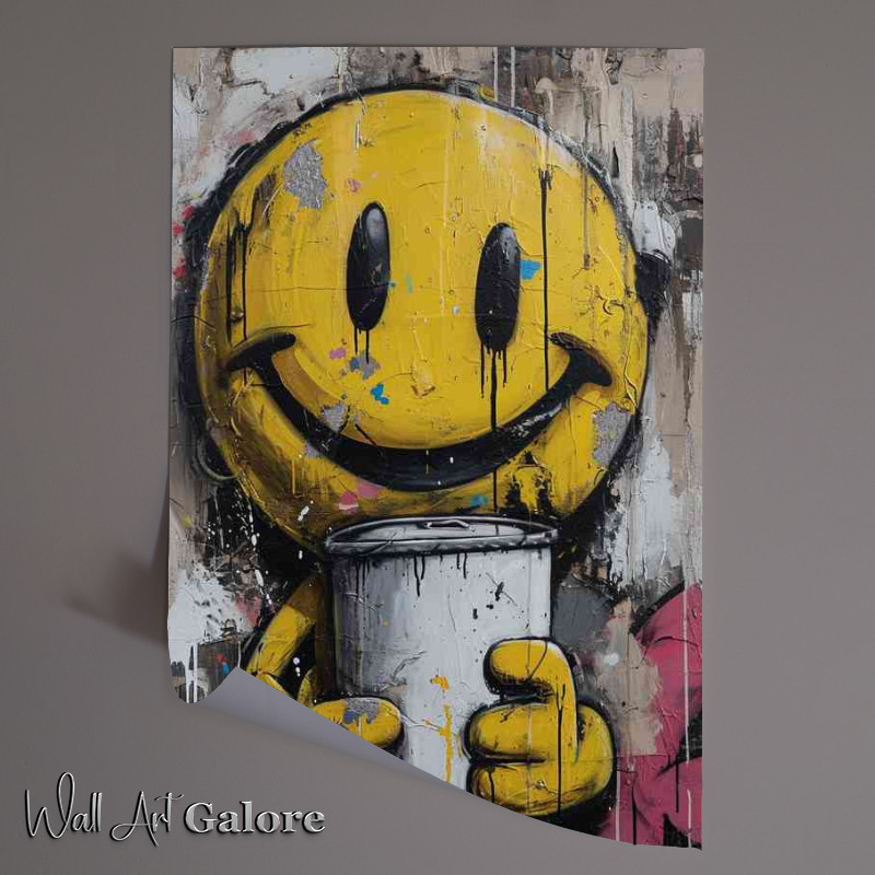 Buy Unframed Poster : (White painting of a yellow smiley face)