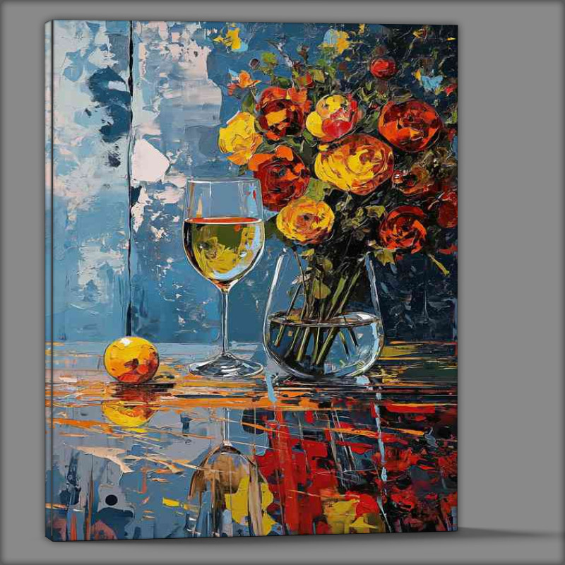 Buy Canvas : (Wine and flowers painted art)