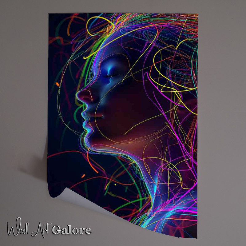 Buy Unframed Poster : (Womans head on with colored light)